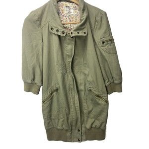 Julle  Women’s Coat 3/4 Sleeve Green Below Waist  Size Jr Large
